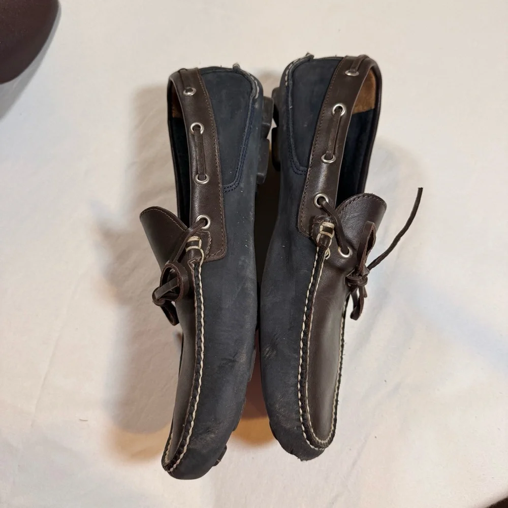 Peter Millar Driving Loafers Navy‎ & Brown Moccasin 9.5 Suede and Leather Preppy